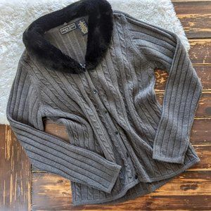 Faux Fur Trim Cardigan Medium